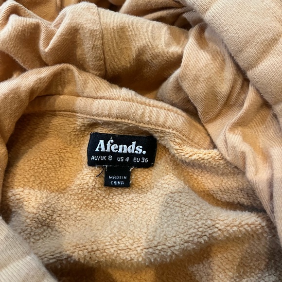 Afends Cropped Logo Hoodie Small Yellow - Picture 3 of 6